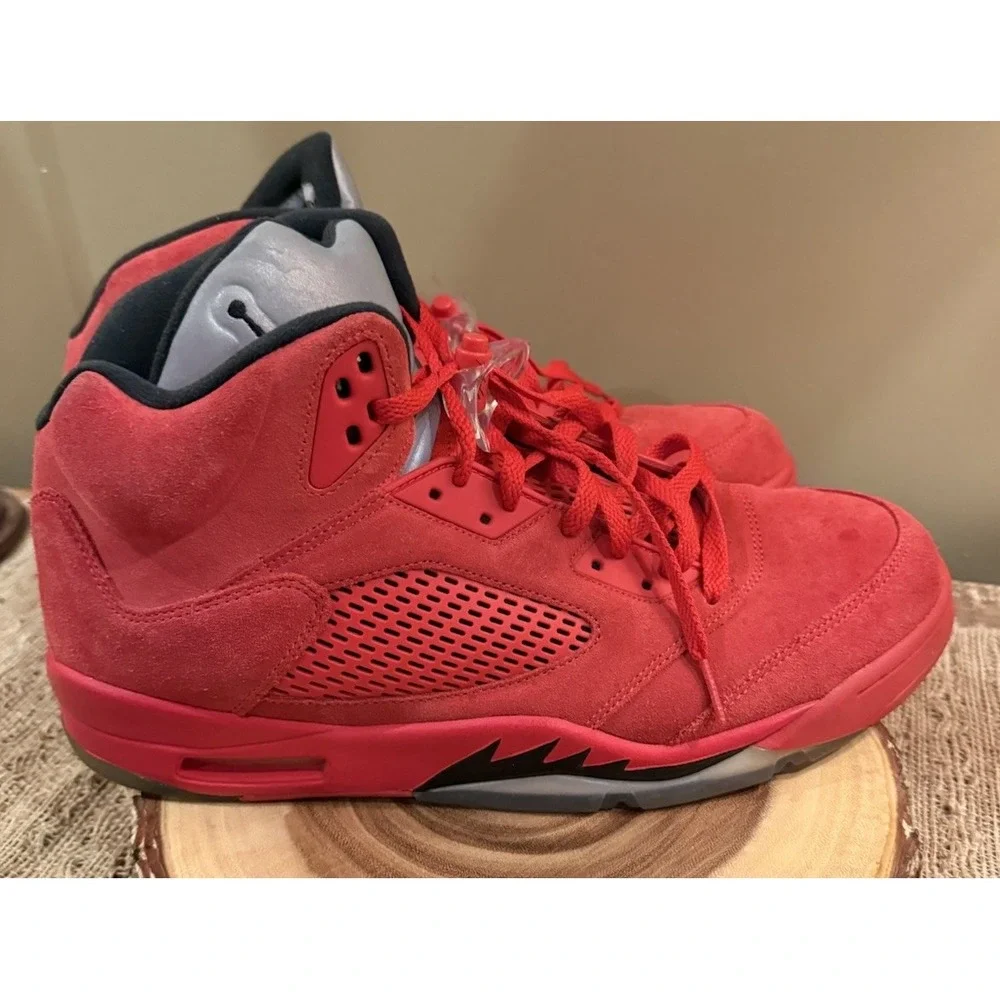Size 13 - Air Jordan 5 Retro Red Suede Black Leather (136027-602) VGUC